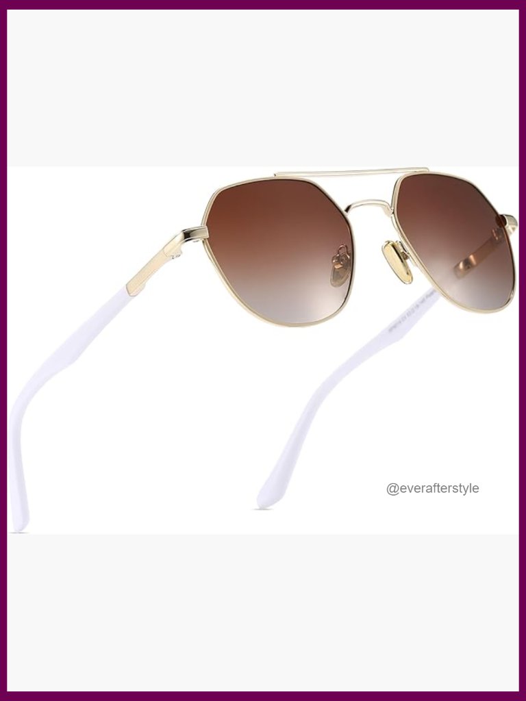 Polarized Aviator Sunglasses With Metal Frame And Acetate Arms